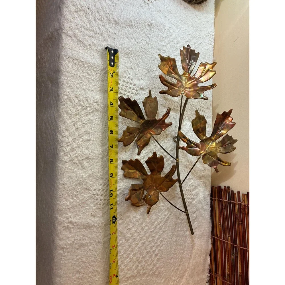 Vintage Metal Leaf Wall Art - Copper & Brass - Brutalist Autumn Decor (Set of 2)